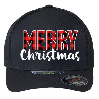 Merry Christmas Buffalo Plaid Red Santa Hat Xmas Pajamas  Flexfit Unipanel Trucker Cap