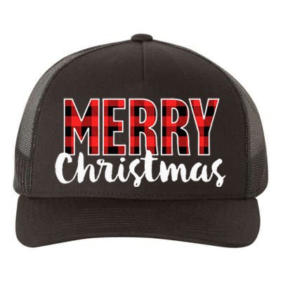 Merry Christmas Buffalo Plaid Red Santa Hat Xmas Pajamas  Yupoong Adult 5-Panel Trucker Hat