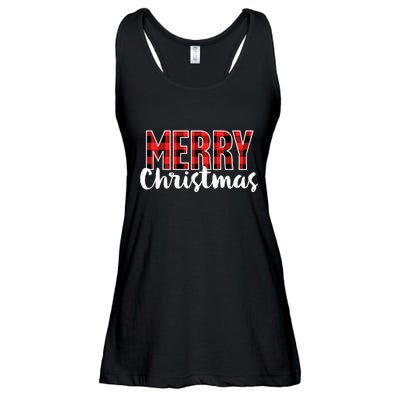 Merry Christmas Buffalo Plaid Red Santa Hat Xmas Pajamas  Ladies Essential Flowy Tank