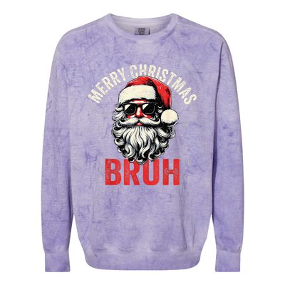 Merry Christmas Bruh Funny Santa Claus Colorblast Crewneck Sweatshirt