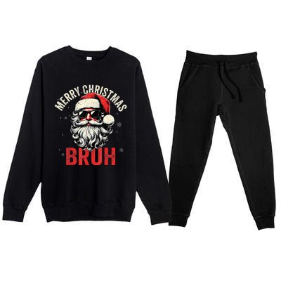 Merry Christmas Bruh Funny Santa Claus Premium Crewneck Sweatsuit Set