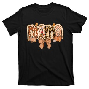 Mama Coquette Bows Leopard Mom Fall Thanksgiving T-Shirt