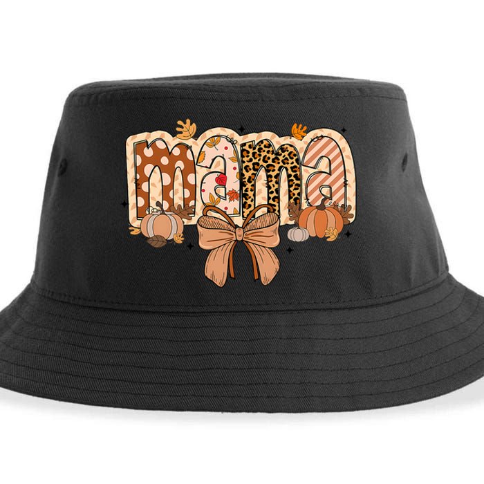 Mama Coquette Bows Leopard Mom Fall Thanksgiving Sustainable Bucket Hat