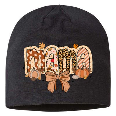 Mama Coquette Bows Leopard Mom Fall Thanksgiving Sustainable Beanie