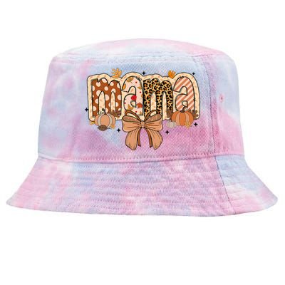 Mama Coquette Bows Leopard Mom Fall Thanksgiving Tie-Dyed Bucket Hat