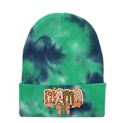 Mama Coquette Bows Leopard Mom Fall Thanksgiving Tie Dye 12in Knit Beanie