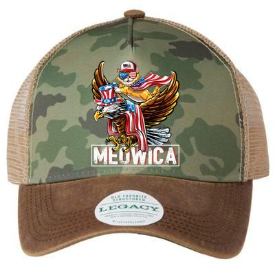 Meowica Cat Bald Eagle 4th Of July Patriotic American Flag Legacy Tie Dye Trucker Hat
