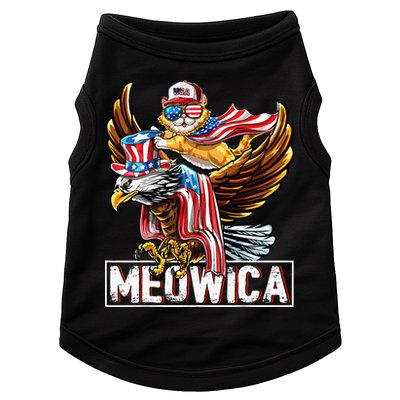 Meowica Cat Bald Eagle 4th Of July Patriotic American Flag Doggie Tank