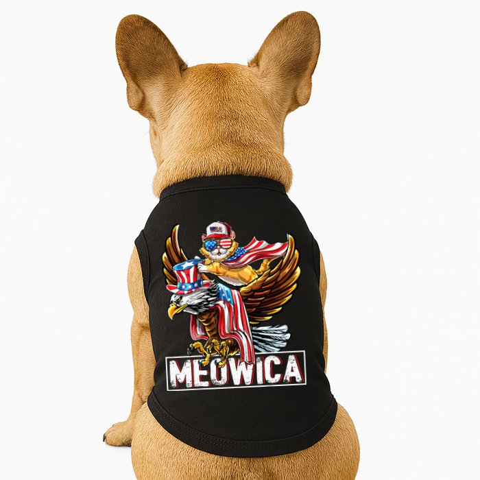 Meowica Cat Bald Eagle 4th Of July Patriotic American Flag Doggie Tank