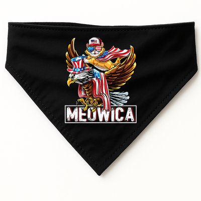 Meowica Cat Bald Eagle 4th Of July Patriotic American Flag USA-Made Doggie Bandana
