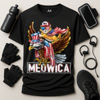 Meowica Cat Bald Eagle 4th Of July Patriotic American Flag Cooling Performance Crew T-Shirt