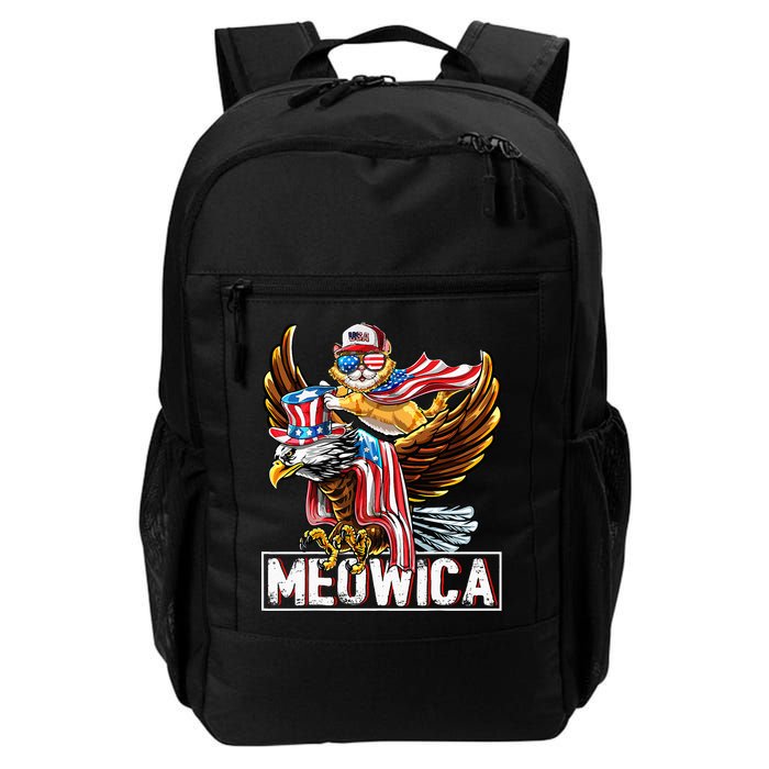 Meowica Cat Bald Eagle 4th Of July Patriotic American Flag Backpack