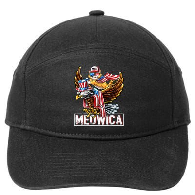 Meowica Cat Bald Eagle 4th Of July Patriotic American Flag 7-Panel Snapback Hat