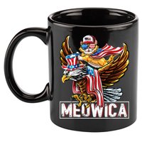 Meowica Cat Bald Eagle 4th Of July Patriotic American Flag 11oz C Handle Ceramic Mug