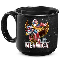Meowica Cat Bald Eagle 4th Of July Patriotic American Flag 15oz Campfire Ceramic Mug