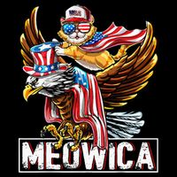 Meowica Cat Bald Eagle 4th Of July Patriotic American Flag Drawstring Bag