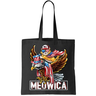 Meowica Cat Bald Eagle 4th Of July Patriotic American Flag Bag