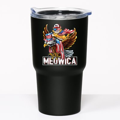 Meowica Cat Bald Eagle 4th Of July Patriotic American Flag Tumbler