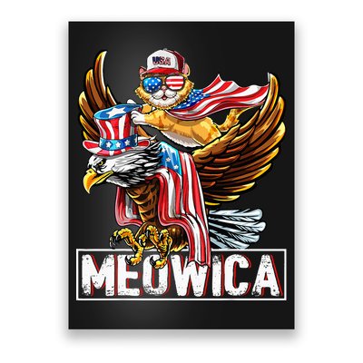 Meowica Cat Bald Eagle 4th Of July Patriotic American Flag Poster