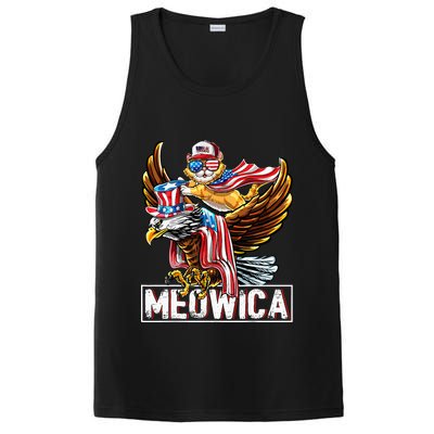 Meowica Cat Bald Eagle 4th Of July Patriotic American Flag PosiCharge Competitor Tank