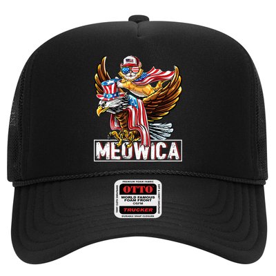 Meowica Cat Bald Eagle 4th Of July Patriotic American Flag Trucker Hat