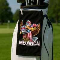 Meowica Cat Bald Eagle 4th Of July Patriotic American Flag Golf Towel