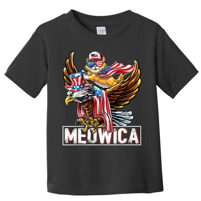 Meowica Cat Bald Eagle 4th Of July Patriotic American Flag Toddler T-Shirt