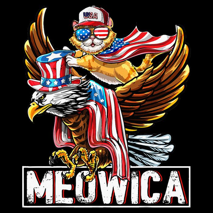 Meowica Cat Bald Eagle 4th Of July Patriotic American Flag Toddler T-Shirt