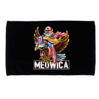 Meowica Cat Bald Eagle 4th Of July Patriotic American Flag Microfiber Hand Towel