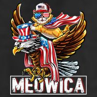Meowica Cat Bald Eagle 4th Of July Patriotic American Flag Microfiber Hand Towel