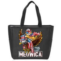 Meowica Cat Bald Eagle 4th Of July Patriotic American Flag Zip Tote Bag