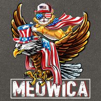 Meowica Cat Bald Eagle 4th Of July Patriotic American Flag Cotton Canvas Backpack