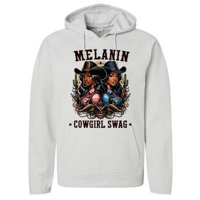 Melanin Cowgirls Black History African Melanin Cowgirl Swag Performance Fleece Hoodie