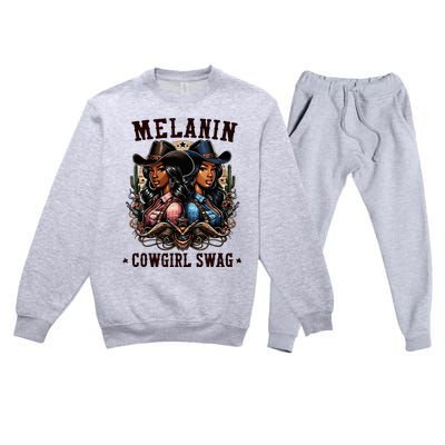 Melanin Cowgirls Black History African Melanin Cowgirl Swag Premium Crewneck Sweatsuit Set