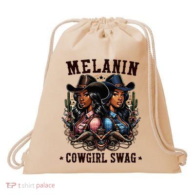 Melanin Cowgirls Black History African Melanin Cowgirl Swag Drawstring Bag
