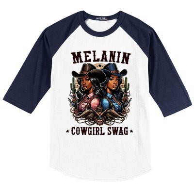 Melanin Cowgirls Black History African Melanin Cowgirl Swag Baseball Sleeve Shirt