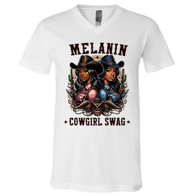 Melanin Cowgirls Black History African Melanin Cowgirl Swag V-Neck T-Shirt