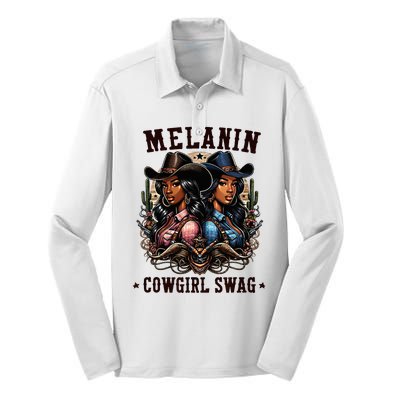 Melanin Cowgirls Black History African Melanin Cowgirl Swag Silk Touch Performance Long Sleeve Polo