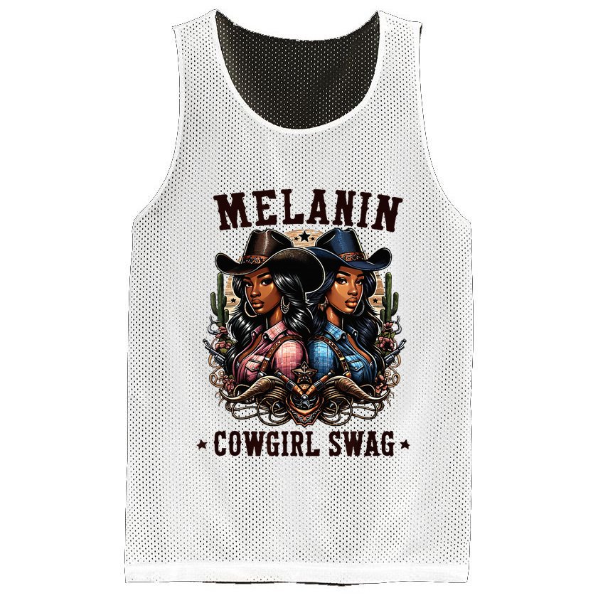Melanin Cowgirls Black History African Melanin Cowgirl Swag Mesh Reversible Basketball Jersey Tank