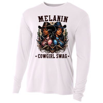 Melanin Cowgirls Black History African Melanin Cowgirl Swag Cooling Performance Long Sleeve Crew