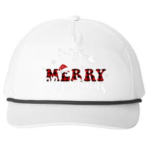 Merry Christmas Buffalo Plaid Red Santa Hat Xmas Pajamas  Snapback Five-Panel Rope Hat