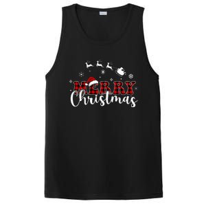 Merry Christmas Buffalo Plaid Red Santa Hat Xmas Pajamas  PosiCharge Competitor Tank