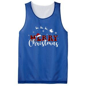 Merry Christmas Buffalo Plaid Red Santa Hat Xmas Pajamas  Mesh Reversible Basketball Jersey Tank