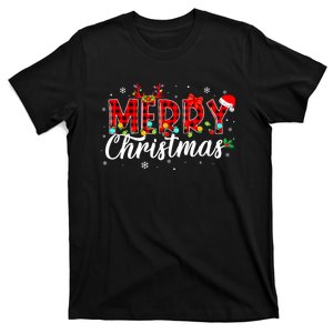 Merry Christmas Buffalo Plaid Red Santa Family Matching Xmas T-Shirt