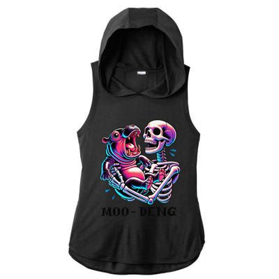 Moodeng Cute Baby Pygmy Hippo Bouncy Pig In Thai Halloween Ladies PosiCharge Tri-Blend Wicking Draft Hoodie Tank