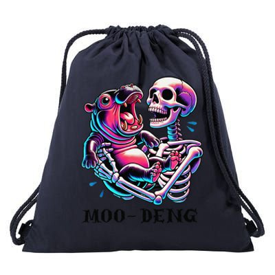 Moodeng Cute Baby Pygmy Hippo Bouncy Pig In Thai Halloween Drawstring Bag