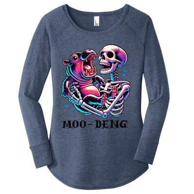 Moodeng Cute Baby Pygmy Hippo Bouncy Pig In Thai Halloween Women's Perfect Tri Tunic Long Sleeve Shirt