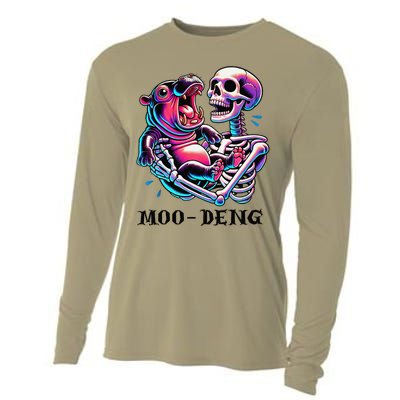 Moodeng Cute Baby Pygmy Hippo Bouncy Pig In Thai Halloween Cooling Performance Long Sleeve Crew