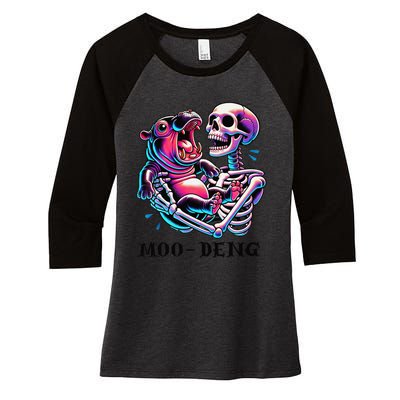 Moodeng Cute Baby Pygmy Hippo Bouncy Pig In Thai Halloween Women's Tri-Blend 3/4-Sleeve Raglan Shirt