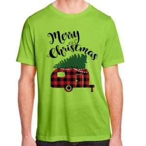 Merry Christmas Buffalo Plaid Camper Christmas Tree Gift Adult ChromaSoft Performance T-Shirt